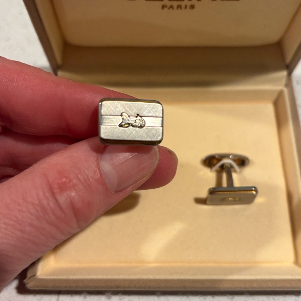 Celine Gold and Tan Cufflinks - Picture 5 of 7